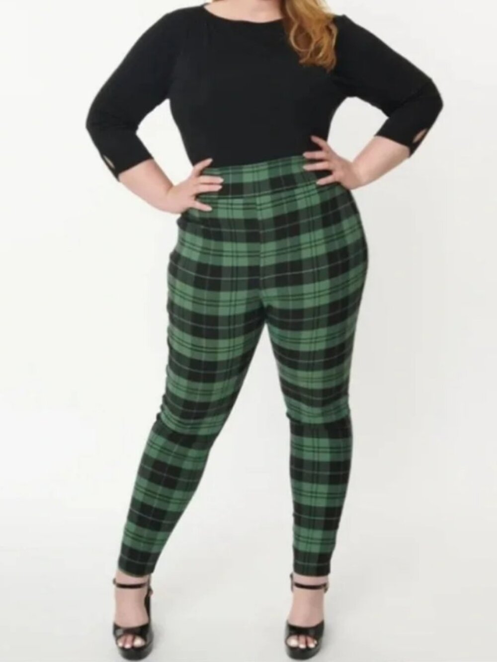 Unique Vintage Plaid Rizzo Cigarette Pants Women's 2X/18 Rockabilly Retro Pin-up